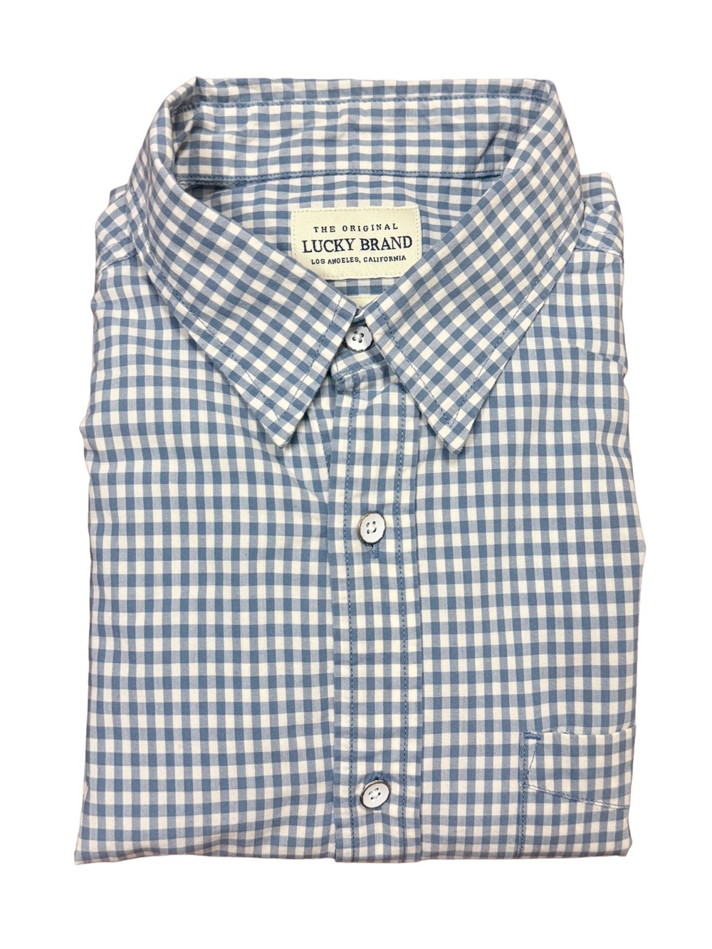Lucky Brand Blue and White Gingham Checkered Long Sleeve Button-Down Shirt S